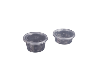 Transparent split 2oz/4oz disposable pudding cup sauce box disposable round PP plastic transparent sauce box