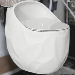WC monobloc à double chasse et fermeture douce (Couleurs Bleu/Noir/Gris) - Technologie de jet siphonique en céramique gaufrée moderne, sortie au sol en S - Product Image 3