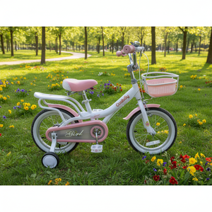 Vélo pour enfants rose à une vitesse, fourche en acier, roues en alliage d'aluminium, avec roues d'apprentissage pour garçons et filles - Product Image 2