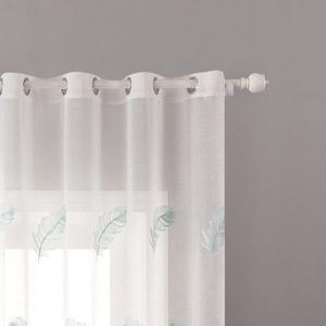 Rideaux à œillets en gros pas chers, 1 pièce, broderie de plumes, rideaux transparents <span class=keywords><strong>pour</strong></span> <span class=keywords><strong>cuisine</strong></span>, chambre à coucher, salon - Product Image 3