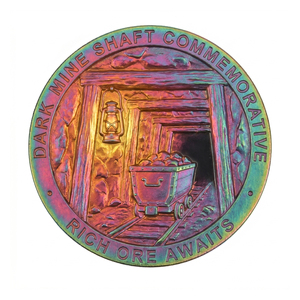 Moneda de desafío de metal coleccionable personalizada con alto relieve, diseño de pozo minero, iridiscente y coloreada, para exhibición y colección - Product Image 1