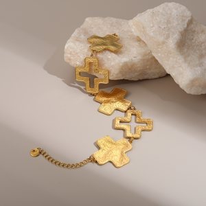 Collier en acier inoxydable avec croix, zircon blanc, plaqué or 18 carats haut de gamme, réglable, ne ternit pas - Product Image 4