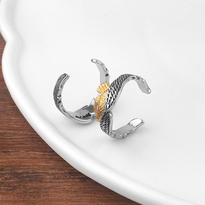 Bague de fiançailles pour homme en acier inoxydable plaqué titane avec design géométrique, bague en forme d'aigle vintage, style punk - Product Image 5