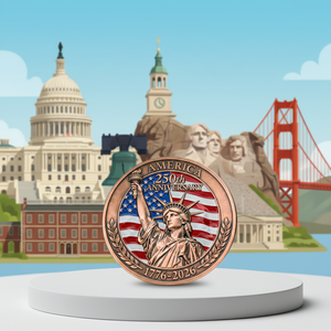 Moneda Conmemorativa del 250 Aniversario de América 1776-2026 |   Moneda Conmemorativa Patriótica con Diseño de la Estatua de la <span class=keywords><strong>Libertad</strong></span> y la Bandera de EE. UU. - Product Image 2
