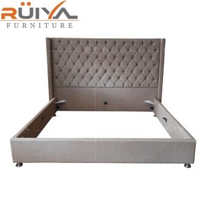 Gorgeous Hiện Đại Phong Cách Châu Âu Vải Cao Headboard Nữ Hoàng Kích Thước Giường Khung Và Nệm - Product Image 3