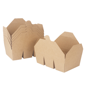 กล่องกระดาษคราฟท์พับได้ 3 ช่องสำหรับใส่ขนม อาหาร หรือทา<span class=keywords><strong>โก</strong></span>้ แบบนำกลับบ้าน - Product Image 2