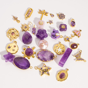 จี้สแตนเลสแบบใหม่ ชุดสีม่วง รูปดาว <span class=keywords><strong>ผีเสื้อ</strong></span> ดอกไม้ ร่ม รูปไข่ สำหรับผู้หญิง - Product Image 2