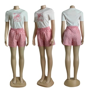 Vêtements de marque pour femmes, tendance, imprimés en 3D, ensemble short à manches courtes, 100% coton, vêtements de créateur boutique - Product Image 3