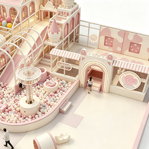Aoleao Aire de Jeu Intérieure Personnalisée Princesse avec Piscine à Balles, Toboggan et Château d'Escalade pour Enfants, Aire de Jeu Douce Certifiée CE TUV CPC - Product Image 2