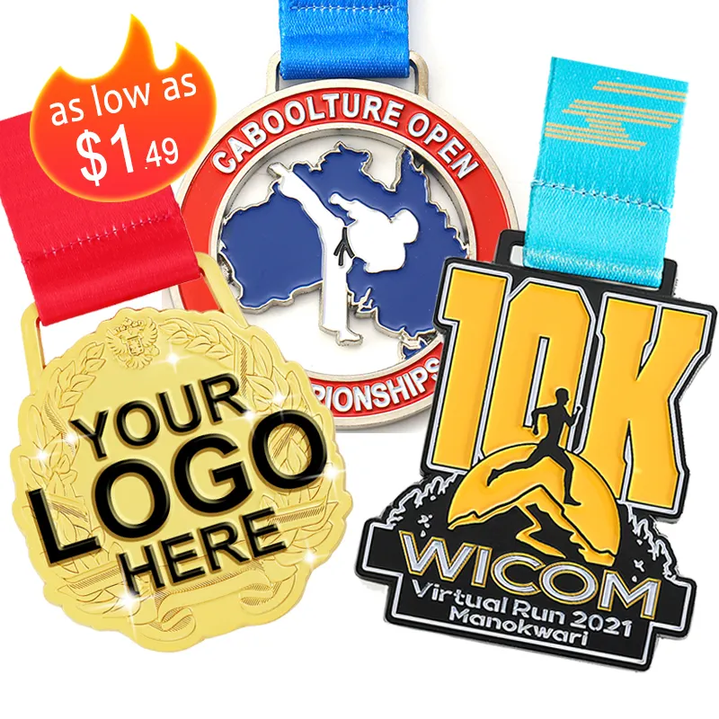 Design Your Own Custom Medal Zinc Alloy 3D Metal 5K Marathon Taekwondo Race Finisher Award Medals Sport With Ribbon