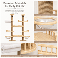 Arbre à chat de luxe du sol au plafond avec surface de grattage en sisal, multi-niveaux pour grimper, gratter, se reposer et jouer, design élégant