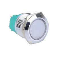 Bouton-poussoir décoratif en laiton chromé de 22 mm, 1NO1NC, momentané, 5A, IP67, à souder, pour interphone de porte de luxe
