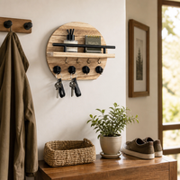 Porte-clés et porte-lettres mural multifonctionnel en bois rustique personnalisable pour l'entrée de la maison, organisateur décoratif 8