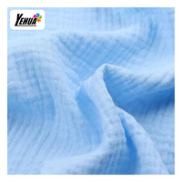 Tissu en crêpe double couche 100% coton, gaze froissée, mousseline unie pour literie et emmaillotage de bébé