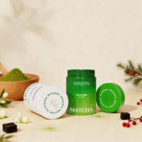 Boîte de conservation alimentaire en fer blanc imprimée sur mesure 30g 50g 80g 100g pour poudre de matcha et de café avec ensemble d'emballage cadeau en sachet stand-up