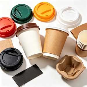 Gobelets à café en papier à double paroi avec logo personnalisé, écologiques, jetables, pour boissons chaudes, gobelets à thé en papier avec couvercle - Product Image 2