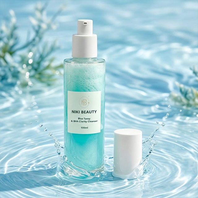 Private Label Blue Tansy BHA Clarity Cream Cleanser with Aloe Vera for Acne Treatment Deep Cleansing Moisturizing & Nourishing