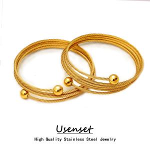 Gelang kabel logam berlapis emas wanita Fashion 2024 baru tahan air Oem kapasitas kustom menerima pabrik - Product Image 2