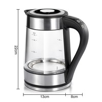 Bouilloire Électrique en Verre Multifonctionnelle 1,8 L Grande Capacité avec Base Rotative à 360 Degrés pour la Maison (Norme UE)