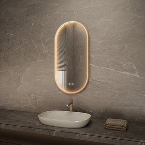 Espejo LED rectangular con marco negro de brillo frontal regulable Divas con antiniebla IP44 iluminado para uso en salón de baño moderno - Product Image 5
