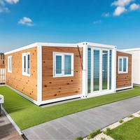 Geräumiges 20-Fuß-Doppel-Flügel-Falthaus, vorgefertigte, erweiterbare Container-Villa mit integrierter Küche und Toilette