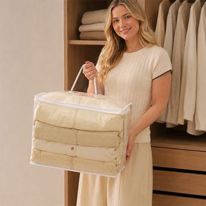 Organizador de Almacenamiento Transparente de Gran Capacidad para el Hogar, Bolsa Impermeable de PVC para Edredones, Ropa, Sábanas y Juguetes - Product Image 1
