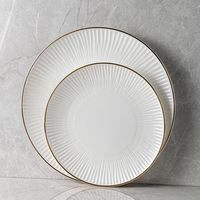 Vaisselle de mariage de luxe avec bordure en or, assiettes en céramique de 10.5 ", bol à soupe moderne, tasse à café, ensembles de Table en porcelaine, 1 pièce