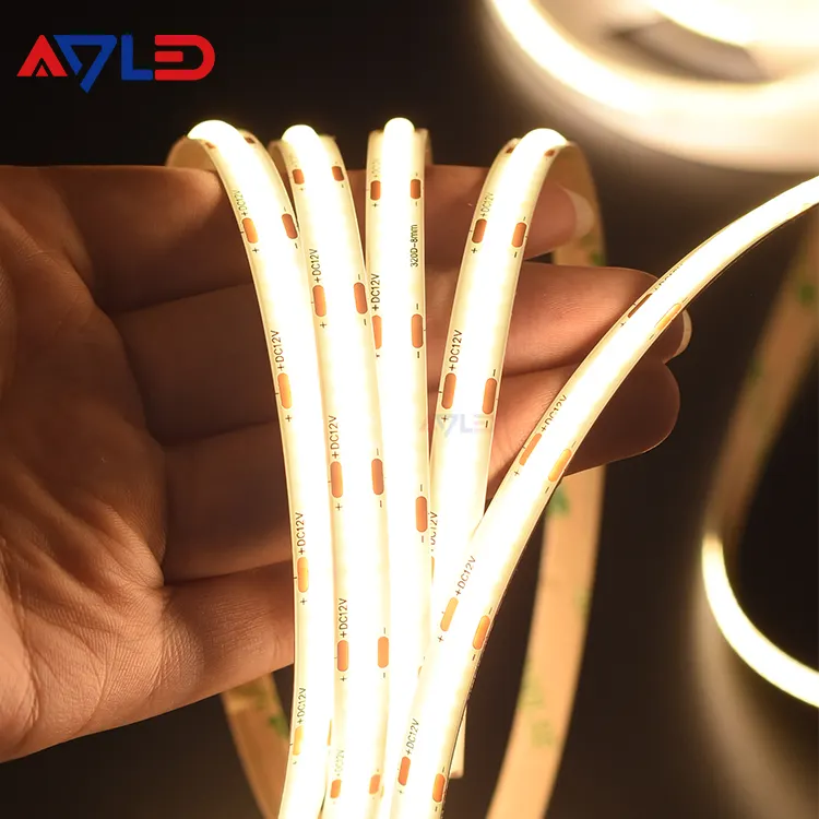 Makara COB 320 LED şerit 8mm 24V 50mm yüksek yoğunluklu kesilebilir hiçbir nokta ışıkları dekoratif aydınlatma için Ce sertifikalı