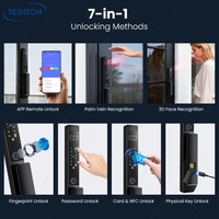 Cerradura Inteligente Digital para Puerta Corredera de Vidrio y Madera, de Doble Cara, con Huella Dactilar, Palma de la Mano, con Cámara, de Aleación de Aluminio Impermeable