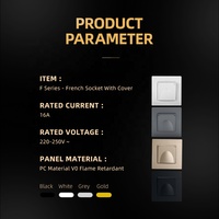 Prise murale étanche à la poussière IP44 intégrée avec prise de courant Earth 2P + T 16A avec obturateur blanc noir pour l'intérieur