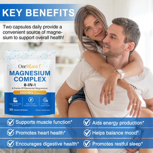 תוסף תזונה קפסולות קומפלקס מגנזיום Onebtanicl Vegan Boost Mobility להרפיית שרירים, תמיכה בבריאות הלב, לגברים ונשים - Product Image 2
