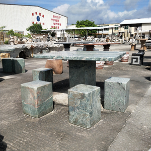 Table et chaises carrées en pierre <span class=keywords><strong>de</strong></span> <span class=keywords><strong>jade</strong></span> naturelle Huaan Nine Dragon, durables et résistantes aux intempéries, pour l'extérieur et le <span class=keywords><strong>jardin</strong></span>. - Product Image 6