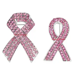  Strass Esmalte Mama Câncer Consciência Pink Ribbon Broches Mochila Terno Chapéu Roupas Gravata Cachecol Botão Emblema Lapela Pin Broche