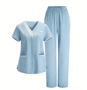 Blusas Médicas para Mujer, Uniformes de Enfermera, Túnica para Clínica, Cuello en V, Bolsillos Protectorios, Manga Corta, Tela Twill para Hospital - Product Image 2