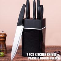 Ensemble de couteaux de cuisine DAKOO Super Sharp 7 pièces avec ciseaux et support de rangement en plastique pour couteaux