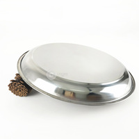 Assiette ronde en acier inoxydable bon marché, plateau de service rustique en métal