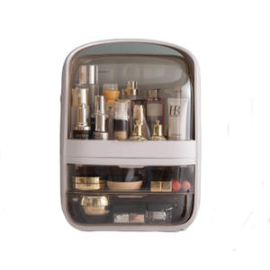 Boîte de rangement cosmétique simple et tendance 31cm H 27cm L 19cm W avec tiroirs, organiseur de maquillage anti-poussière pour bureau - Product Image 2