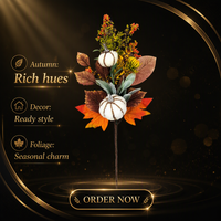 Tige florale artificielle faite à la main en feuille d'érable pour couronne d'automne, décoration de Thanksgiving, fleurs en soie en gros