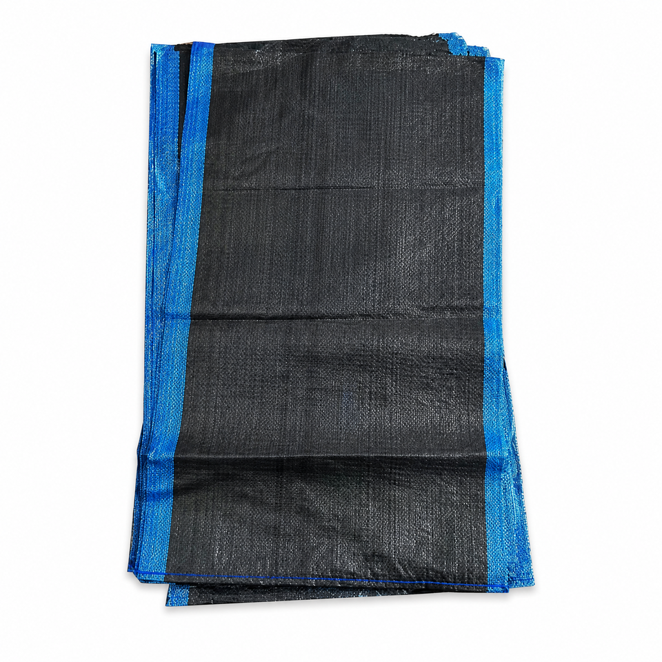 Black PP Woven Bag With Blue Edge Stripes for Industrial Bulk Storage ...