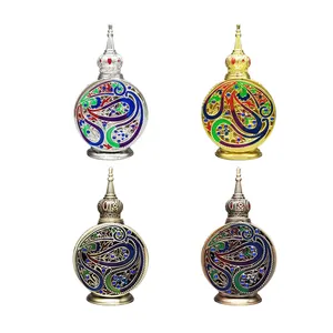 Grosir 12ml botol minyak esensial parfum kaca perak emas gaya Arab mewah dengan batang kaca