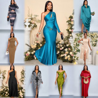 Nouvelle Robe Formelle Sirène Professionnelle pour Femme 2026 – Satin Respirant, Taille Cintrée, Logo Personnalisé, Plissée, Grandes Tailles
