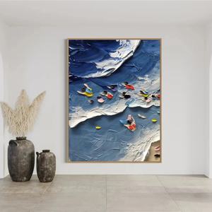 Pintura Contemporánea 3D con Textura de Océano, Arte Abstracto Grande en Yeso, Lienzo Hecho a Mano, Decoración para Hogar y Hotel, Regalo para Inauguración de Casa - Product Image 4