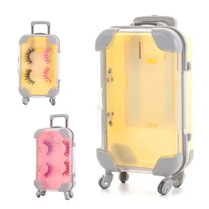Venta al por mayor 3D Mini equipaje 25mm visón pestañas caja de embalaje Linda maleta de papel para pestañas etiqueta privada bajo MOQ proveedor