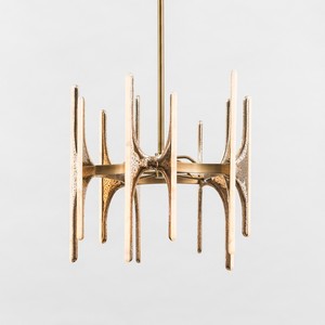Square Brass <b>Chandelier</b> With Marble Accents LED <b>Light</b> Source For Living Room Bedroom Home Lighting Fixture - Product Image 3