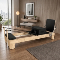 Máquina de Pilates Reformer con Marco de Madera de Roble, Diseño Ergonómico, para Fisioterapia y Cuidado Corporal, Resistente y de Grado Comercial
