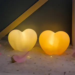 Plastic Cute 3D Night Lights Pink White Heart LED Lamp Kids Bedroom Wedding Valentine's Day Gifts Decoration Table Night Light