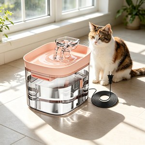 Anti Dry Burn Stainless Steel Pet Drinking Fountain Low Noise Household Pet Water Bowl - Product Image 1
