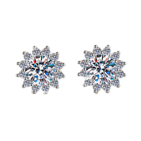 Großhandel Schmuck S925 Sterling Silber GRA-Zertifikat 0,5Ct*2 VVs1 Moissanit Blumenform Ohrstecker Jubiläums-Geschenk für Frauen