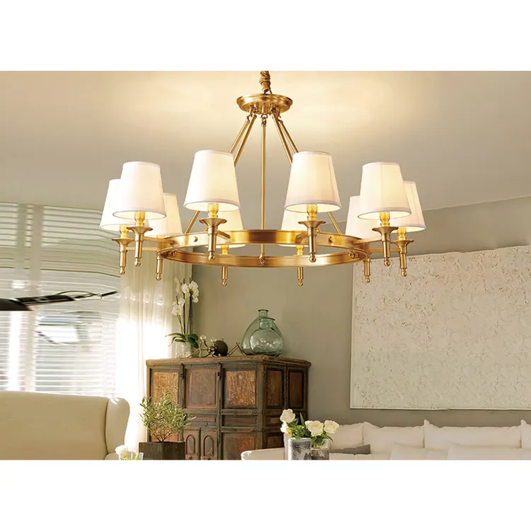 Lustre de decoração romântica para teto de casamento, 5 7 lâmpadas, luminária dourada, cobre, hotel, lâmpadas penduradas, restaurante