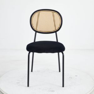 <span class=keywords><strong>Chaise</strong></span> en velours respirante avec dossier en rotin |   Robuste et léger |   Entretien facile |   Meubles polyvalents pour la maison, pour salon et salle à manger - Product Image 2